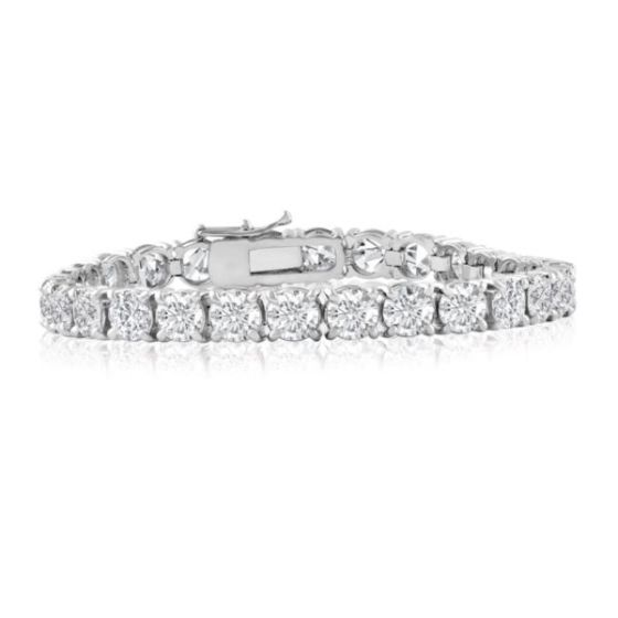 Bright White Privilege Round Lab Grown Diamond Tennis Bracelet in 14K White Gold 19.00ct,EF,VS1 VS2