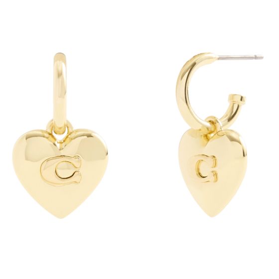 Signature C Heart Drop Earrings - Gold