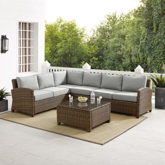 Bradenton 5Pc Outdoor Wicker Sectional Set