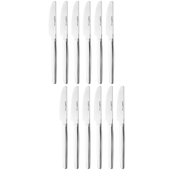 Essentials 12Pc Stainless Steel Flatware Set, Dinner Knives, Quadro, 8.25