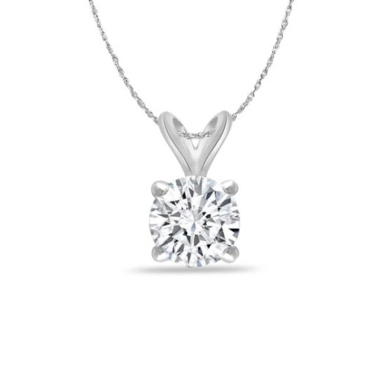 Bright White Round Lab Grown Diamond Pendant in 14K White Gold 0.07ct, Color-FG, Clarity-VVS