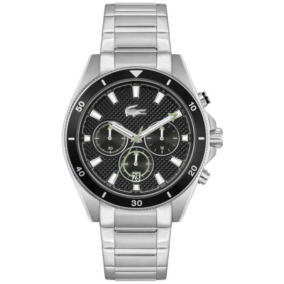 Men's Mainsail Chronograph Silver-Tone Stainless Steel Watch Black Dial
