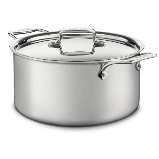 D5 Brushed Stainless Steel 8 Qt. Stockpot with Lid