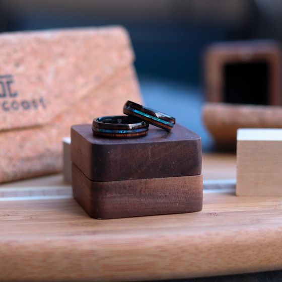 Slim Manhatten Black - Tungsten & Rosewood Ring Size 10