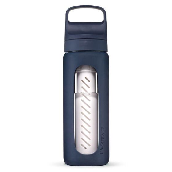 LifeStraw Go Series Glass 20oz Water Filter Bottle Aegean Sea