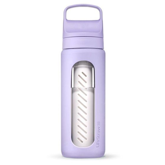 LifeStraw Go Series Glass 20oz Water Filter Bottle Provence Purple