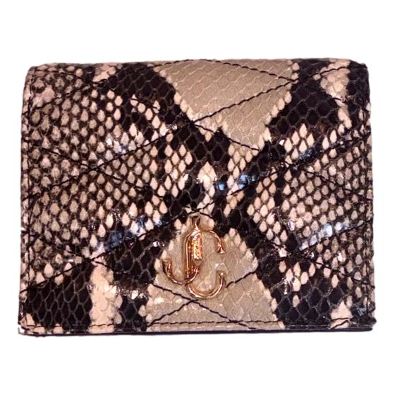 Jimmy Choo Farone Animal Print Leather Card Case Wallet