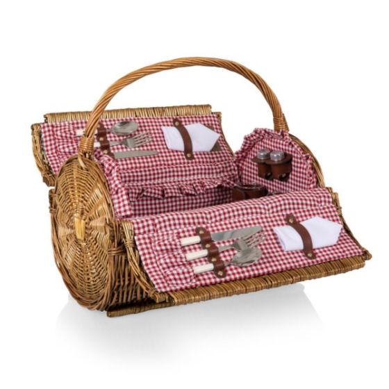 Barrel Basket - Red & White Gingham Pattern