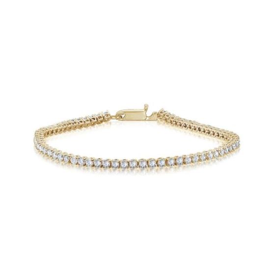 Bright White Privilege Round Lab Grown Diamond Tennis Bracelet in 14K Yellow Gold 2.00ct,EF,VS1 VS2