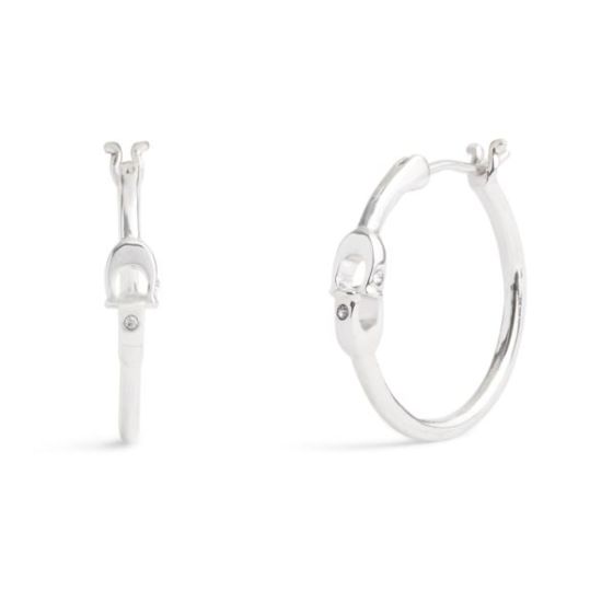 Signature C Interlocking Small Hoops - Silver