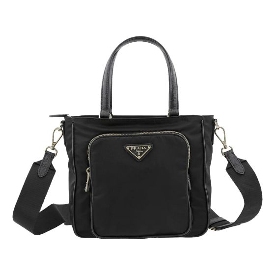 Prada Black Tessuto Nylon and Saffiano Leather Crossbody Satchel