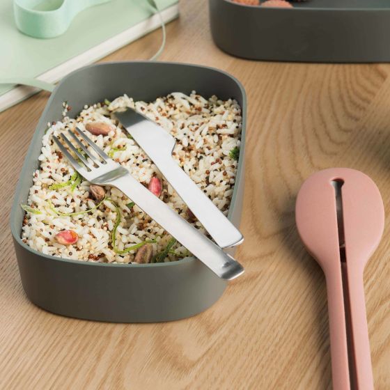 Leo 3pc Dual Bento Box Set /Strap, Gray & Mint