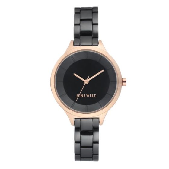 Women's Matte Black Dial Gunmetal Bracelet Watch