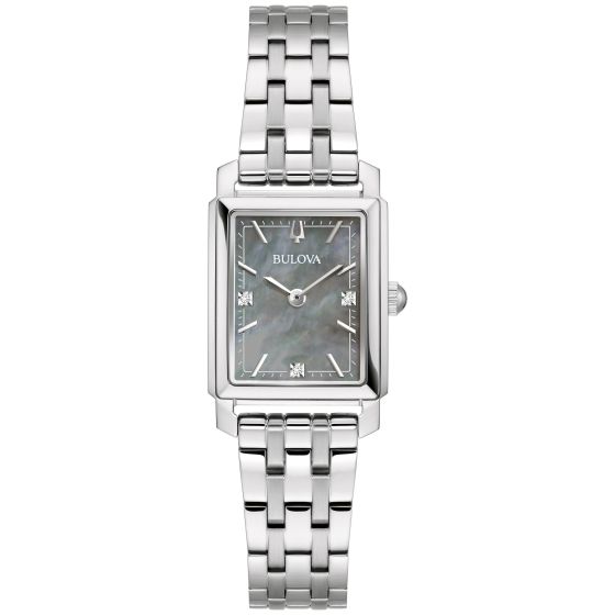 Ladies' Sutton Silver-Tone Stainless Steel Rectangle Watch Gray MOP Dial