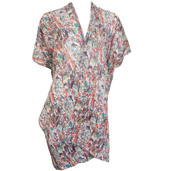 Abstract Marbled Kimono with Bling