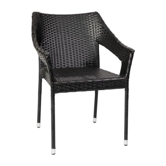 All Weather Commercial Grade PE Rattan Stacking Patio Chair in Gray
