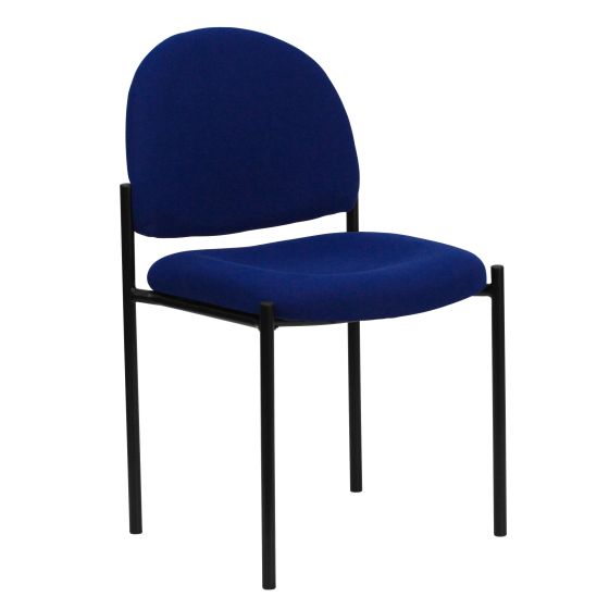 Comfort Navy Fabric Stackable Steel Side Reception Chair with Arms - Guest Chair