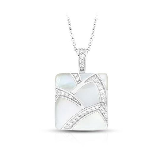 Belle Etoile Round Cubic Zirconia  studded White Sirena Pendant - 925 SS with chain