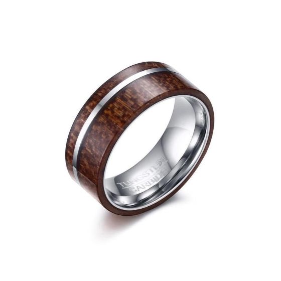 Zeus - Walnut & Tungsten Ring Ring Size 14