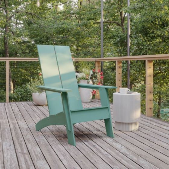 Sea Foam Modern Dual Slat Back Indoor/Outdoor Adirondack Style Patio Chair