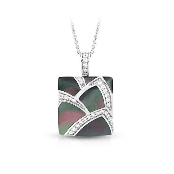 Belle Etoile Round Cubic Zirconia  studded Black Sirena Pendant - 925 SS with chain