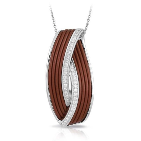 Belle Etoile Round Cubic Zirconia studded Brown Eterno Pendant - 925 SS with chain