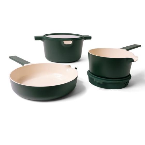 5-Piece Ceramnic Non-Stick Nesting Cookware Set - Size 8.7' - Green