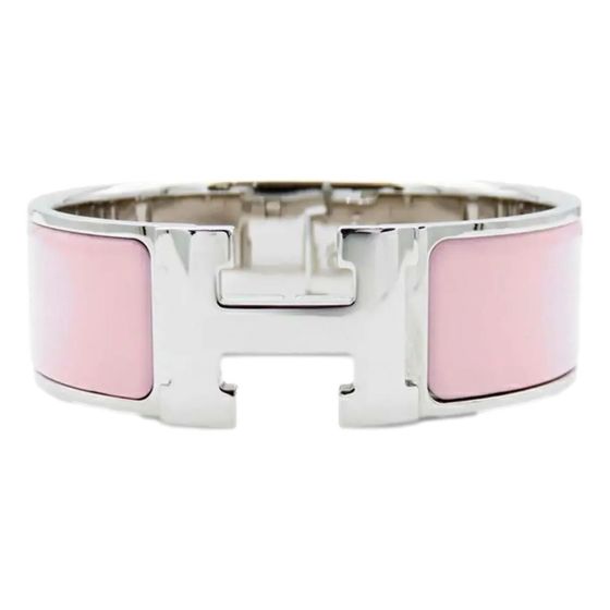 Hermes Clic Clac PM Wide Enamel Rose Cassata Pink Bracelet
