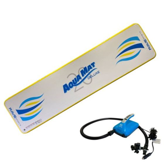 RAVE Sports - 20-Foot Aqua Mat Deluxe w/Rapid, Dual-Stage 12VDC Inflator/Deflator