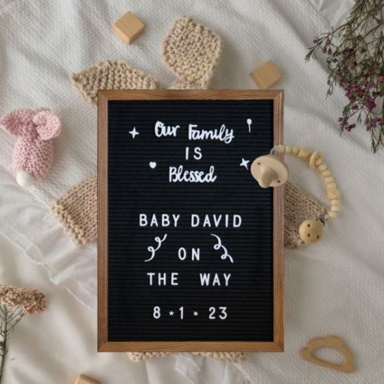 12x17 Wood Frame Letter Board with 389 PP Letters - Torched Wood/Black Felt