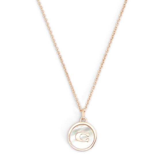 Mother of Pearl Coin Pendant - Cream/Rose Gold