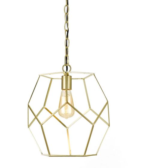 Bellini Polygons Pendant Light for Hardwire or Plug-In Swag Installation in Brushed Gold