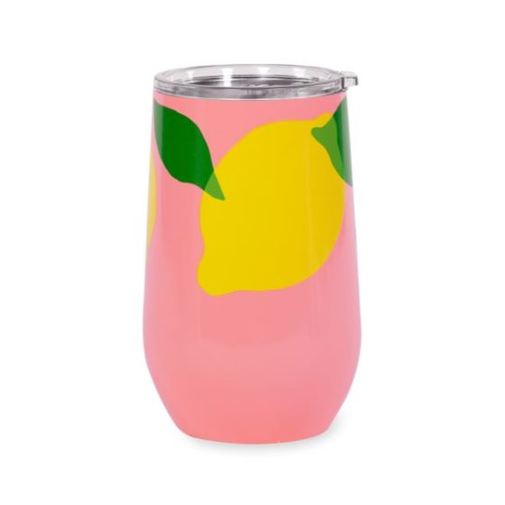 16oz Stainless Steel Stemless Wine Tumbler - Lemon Toss