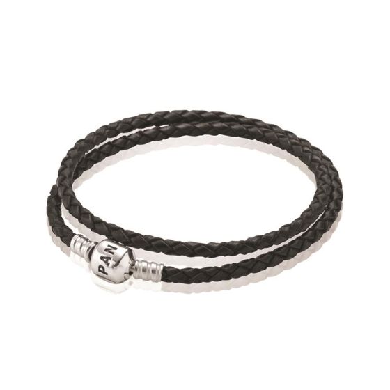 Braided Dbl Leather Bracelet Size 15