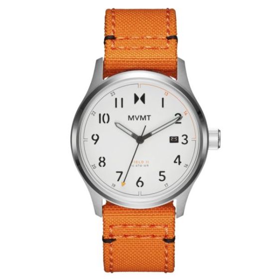 Men's Field II Hunter Orange Nylon Strap Watch White Dial