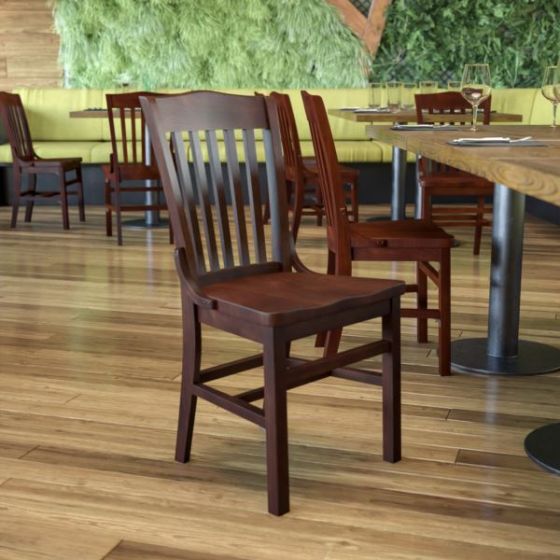 School House Back Mahogany Wood Chair with Footrest