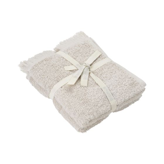 FRINO 2 Fringed Organic Cotton Terry Guest Hand Towel Set