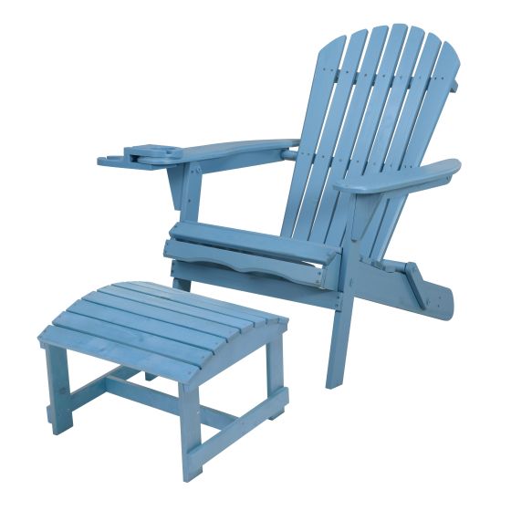Blizzard - Foldable Adirondack Chair w/Cup Holder & Ottoman - Sky Blue