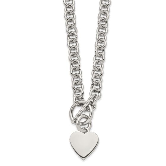 Stainless Steel Polished Heart Toggle 18