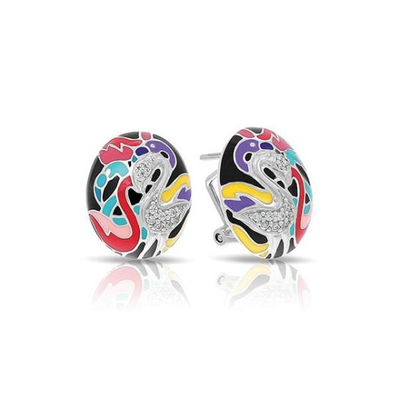 Belle Etoile Round Cubic Zirconia studded Multi color Flamingo Earring - 925 SS.