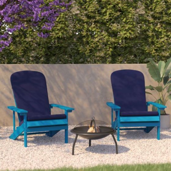Indoor/Outdoor Red Adirondack Chairs with Cream Cushions - Set of 2