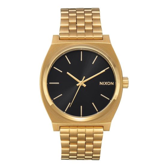 Mens Time Teller Gold-Tone Stainless Steel Watch Black Dial