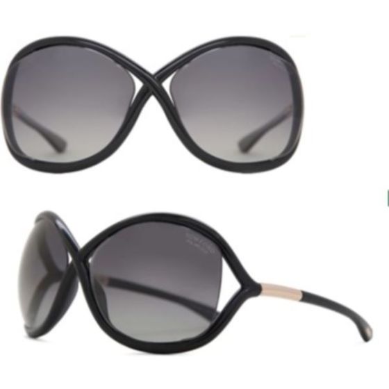 Tom Ford Whitney Ladies Injected Sunglasses - Shiny Black/Smoke Polarized