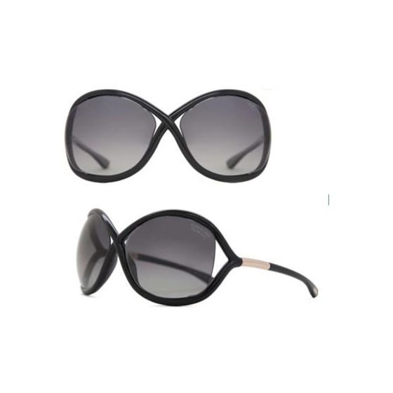 Tom Ford Whitney Ladies Injected Sunglasses - Shiny Black/Smoke Polarized