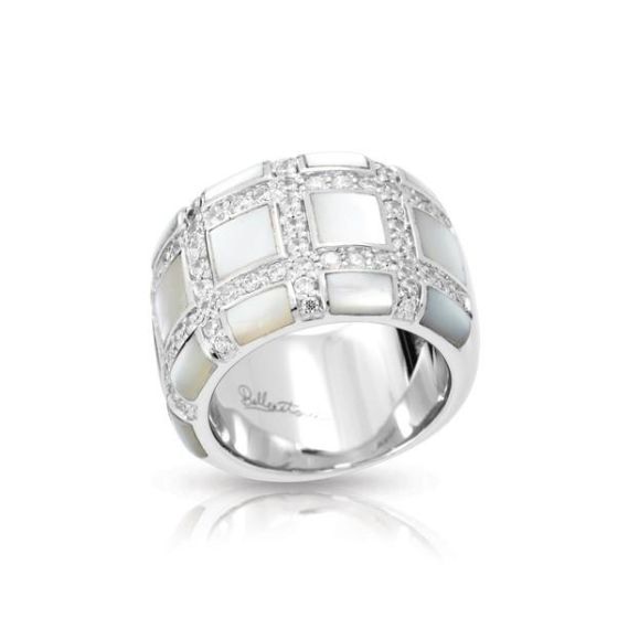Belle Etoile Round Cubic Zirconia studded White Background Regal Size-7 Ring - 925 Sterling silver