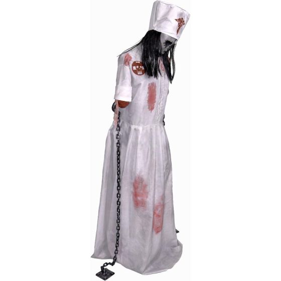 Animatronic Convulsing Nurse by Tekky Halloween Decoration with Motion-Activated Sounds
