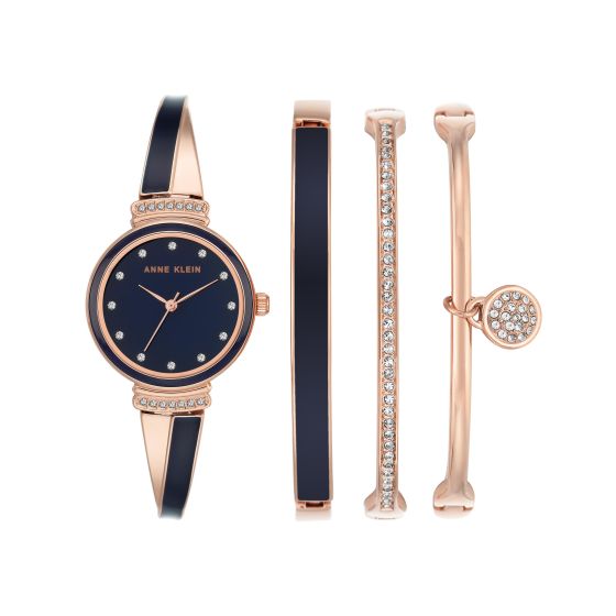Women's Navy Bracelet Watch Set