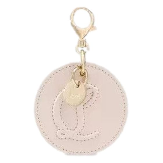 Christian Louboutin Round Leather Logo Leche Cream Bag Charm Keychain