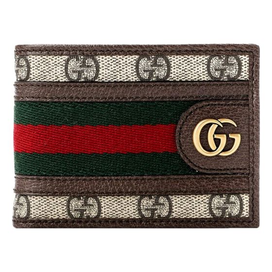 Gucci Ophidia GG Canvas Web Stripe Mini Bifold Wallet