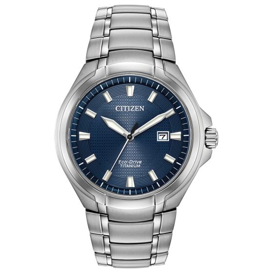 Men's Titanium Eco-Drive Watch with Dark Blue Dial